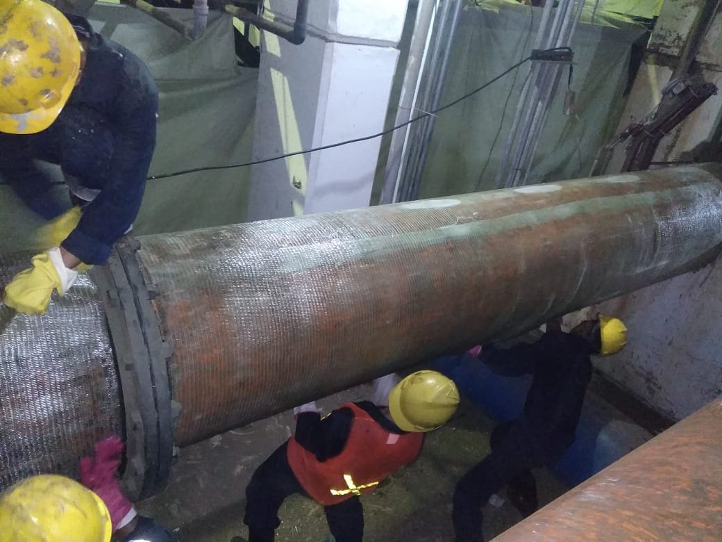 FRP Lining — dokumentasi aplikasi di lapangan (slide p-28)
