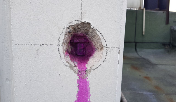 Carbonation test pada permukaan beton